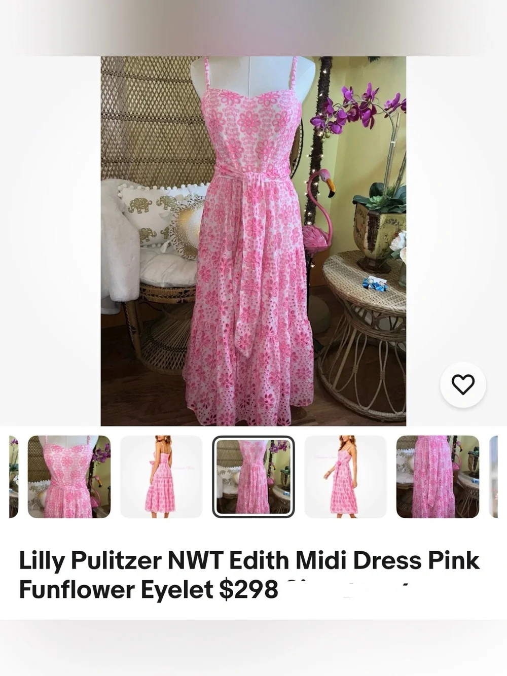 NWT Lilly Pulitzer Funflower Eyelet Pink Floral Tiered Sundress 16 - Picture 12 of 16